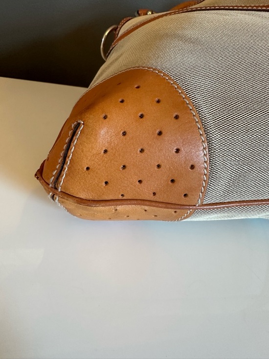 GUCCI GG Rains Hobo Canvas Leather Beige Blue Stripe Jackie Silver Hardware Rein - Picture 4 of 12